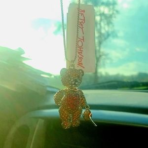 Betsey Johnson Bear and Rose Pendant Necklace